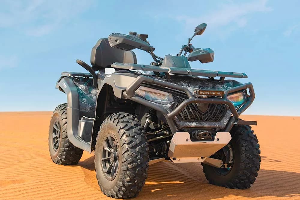 CF Moto 625 automatic quad bike in the Dubai desert