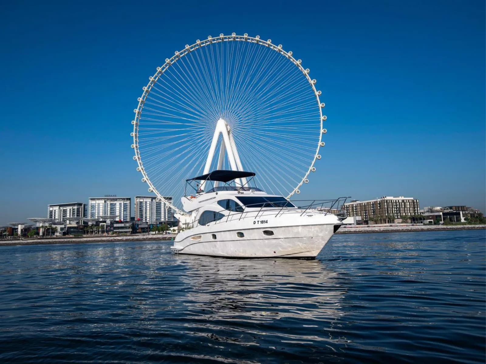 Luxury yacht Lady Mary cruising the Dubai marina waters