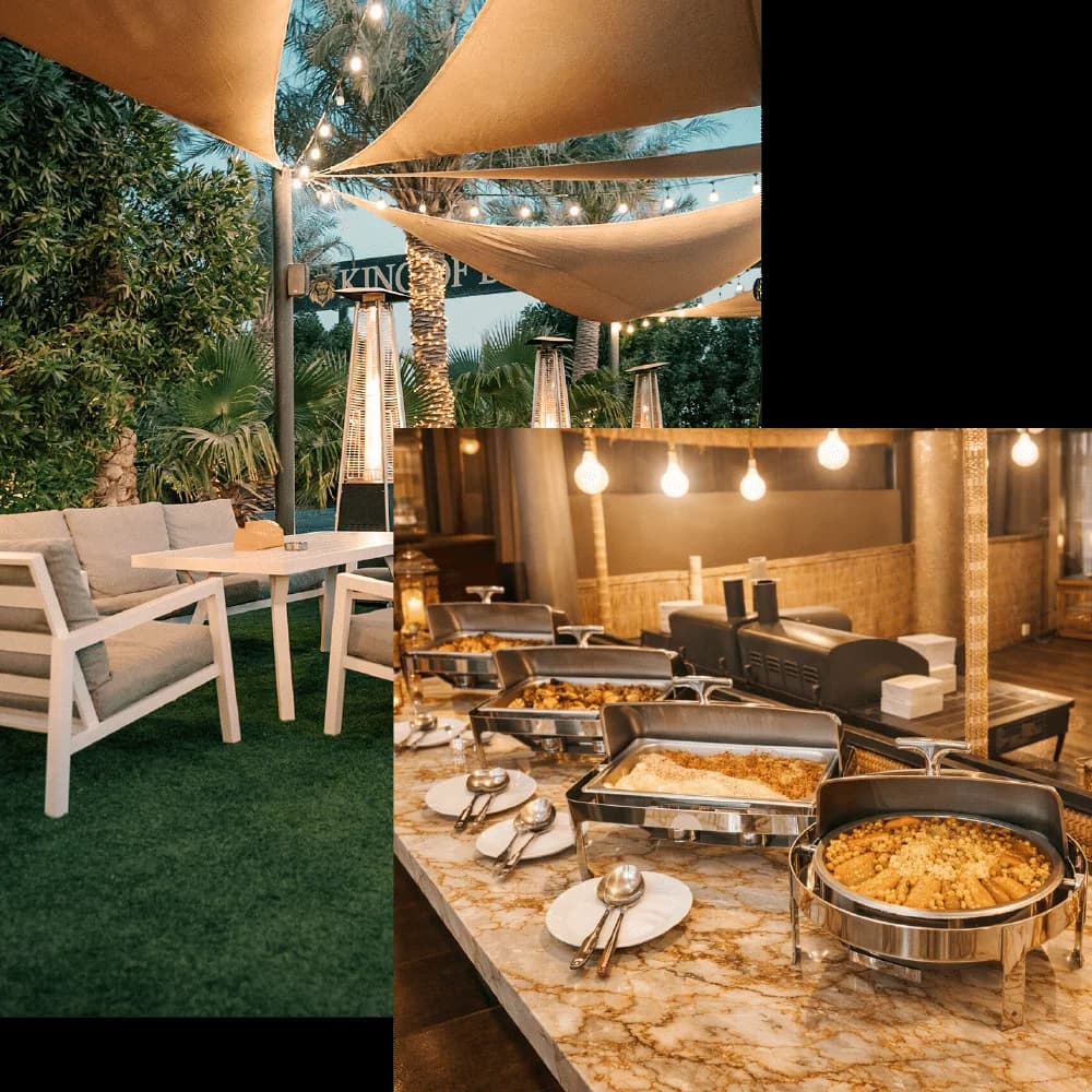 Desert restaurant dinner setup