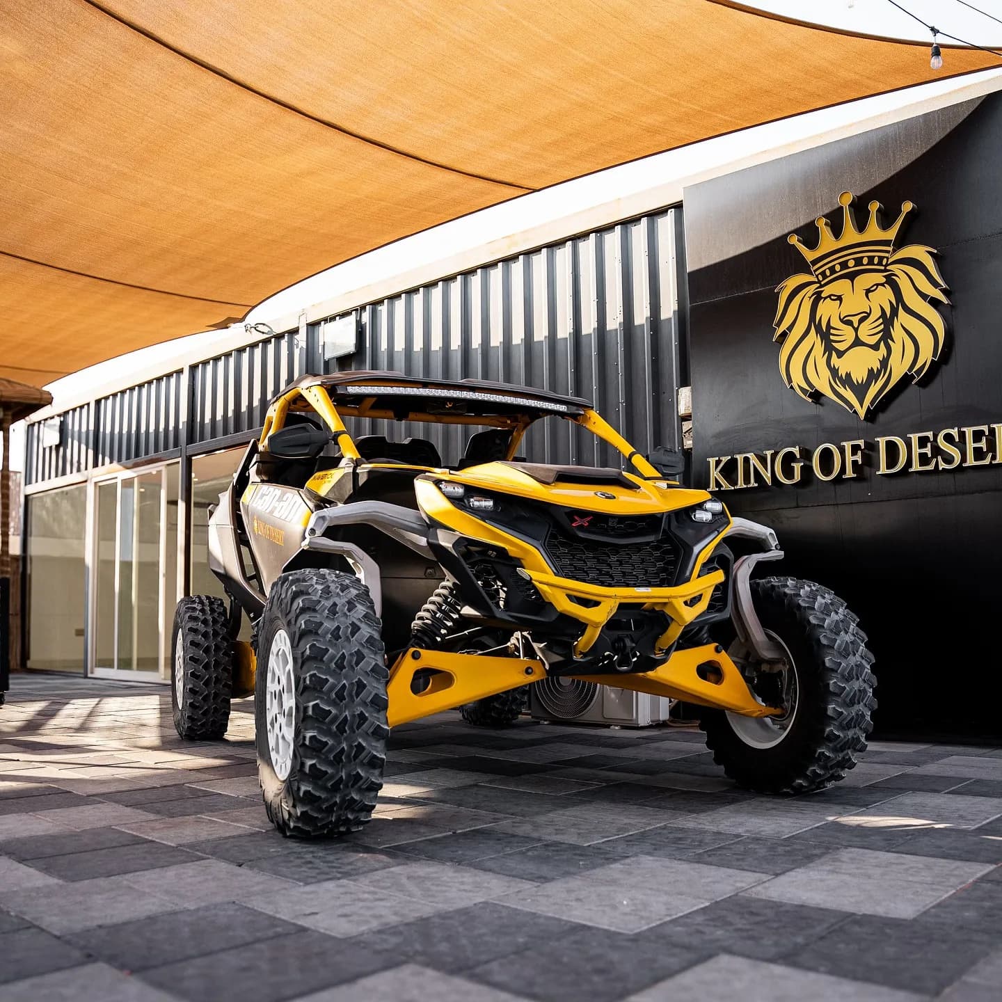 Can-Am Maverick R buggy parked outside the King of Desert showroom in Dubai