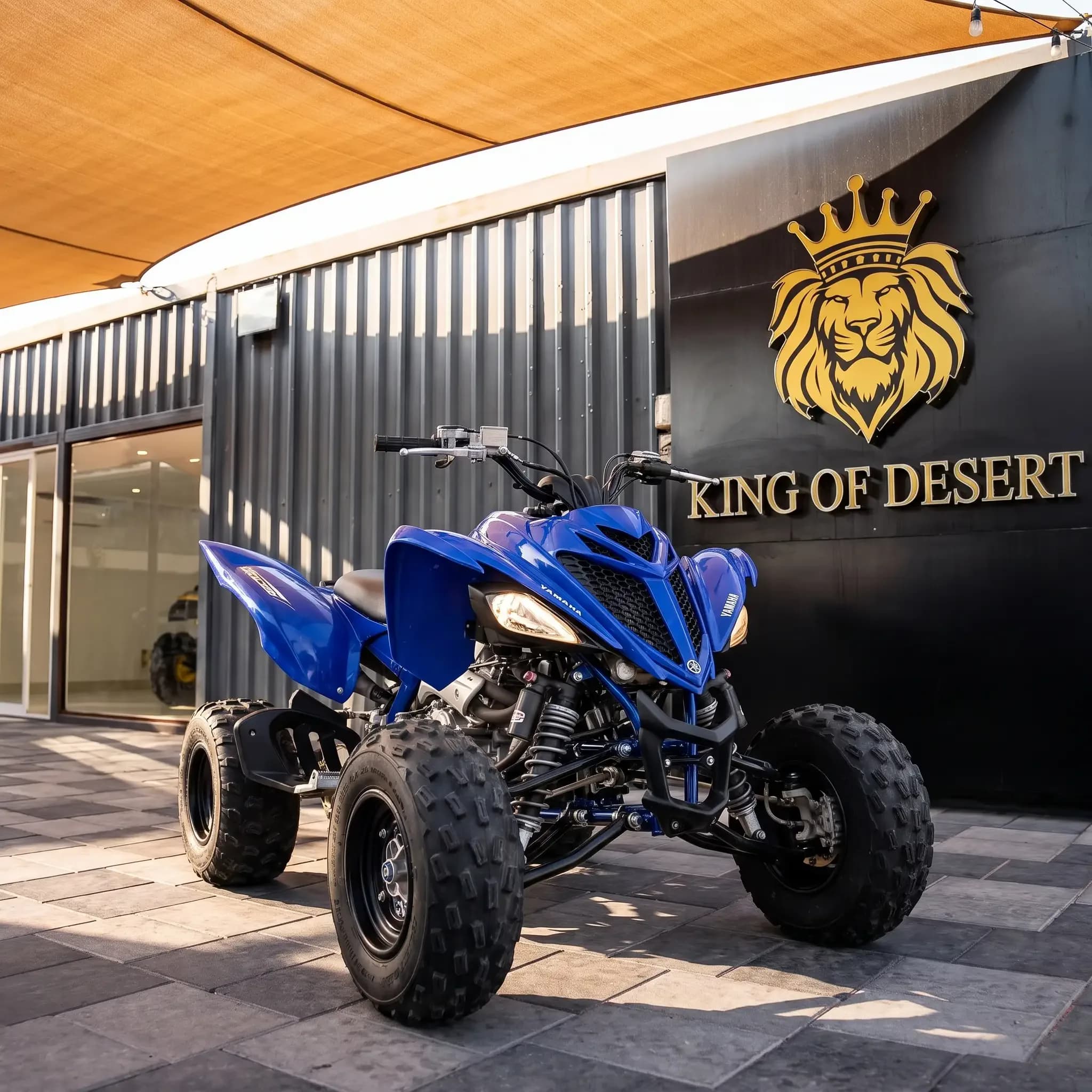 Yamaha Raptor 90cc kids quad bike on display at the King of Desert showroom, Dubai